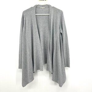 Eileen Fisher Gray Open Front Linen Cotton Viscose Blend Cardigan Women's Small